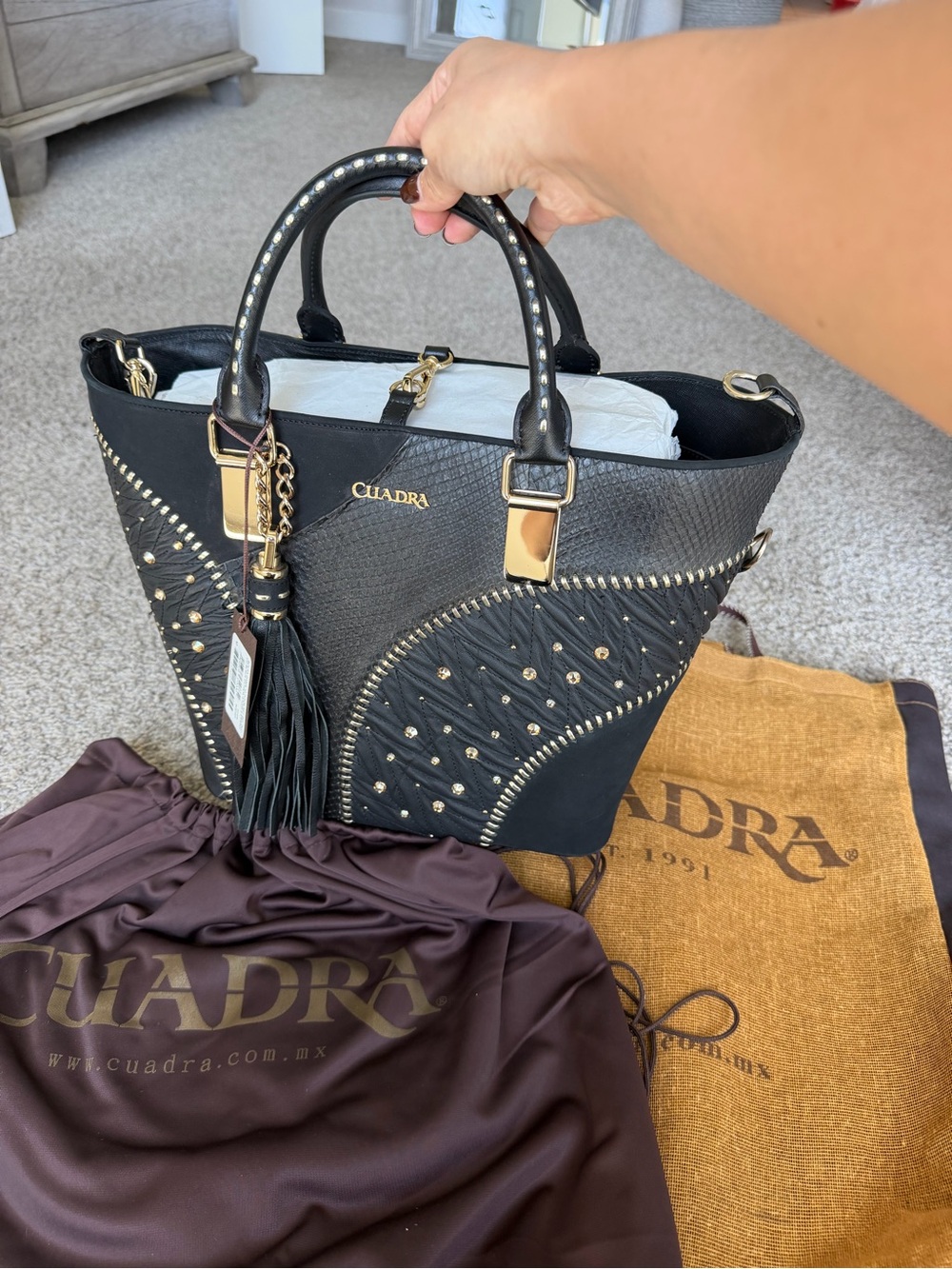 CUADRA Purse Black Phyton Crossbody - Picture 6 of 6
